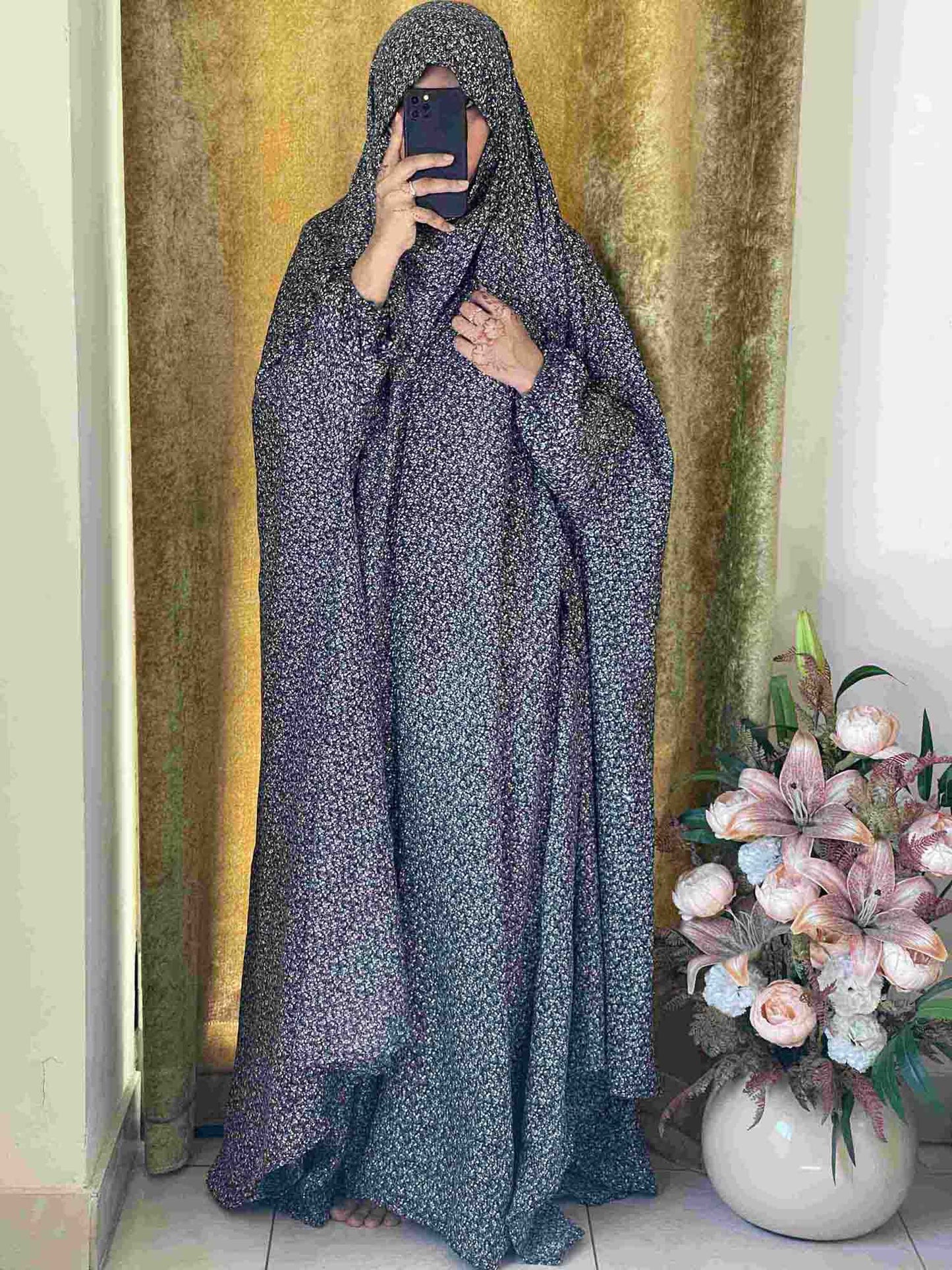 Full Coverage Namaz Chadar with Sleeves + Niqab (Mix Lawn)