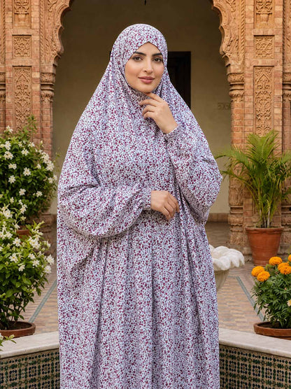 Full Coverage Namaz Chadar with Sleeves + Niqab (Mix Lawn)
