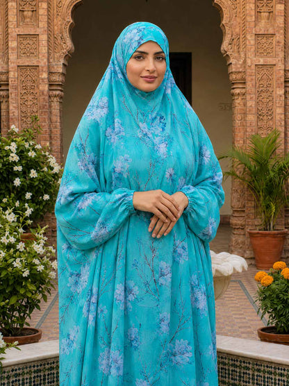 Full Coverage Namaz Chadar with Sleeves + Niqab (Pure Lawn)