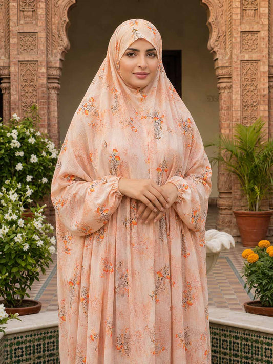Full Coverage Namaz Chadar with Sleeves + Niqab (Pure Lawn)