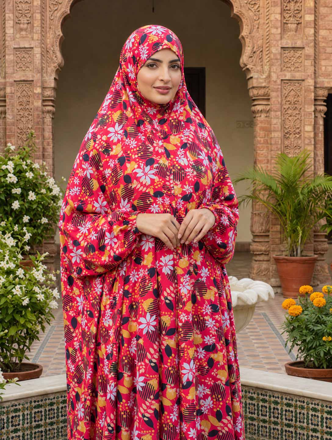 Full Coverage Namaz Chadar with Sleeves + Niqab (Pure Lawn)