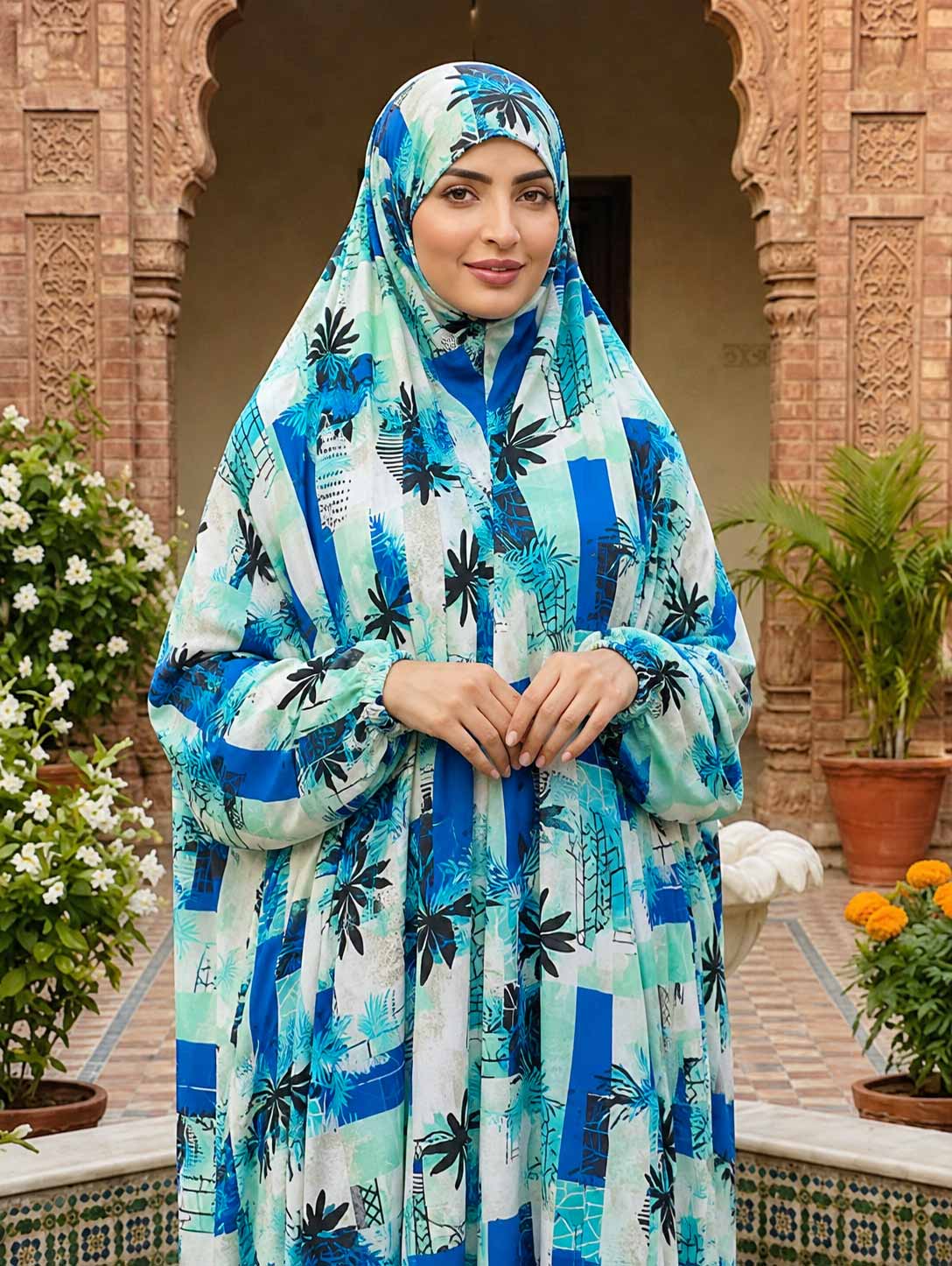 Full Coverage Namaz Chadar with Sleeves + Niqab (Pure Lawn)